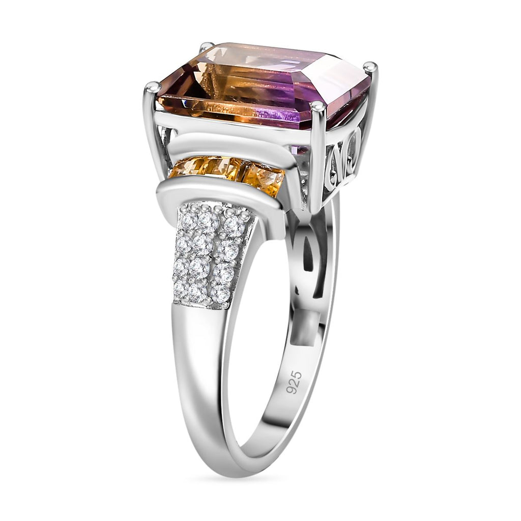 Anahi Ametrine Octagon (12x10 mm 6.00 Cts) and Multi Gem Ring in Sterling Silver 6.72 Ct._7807645_3