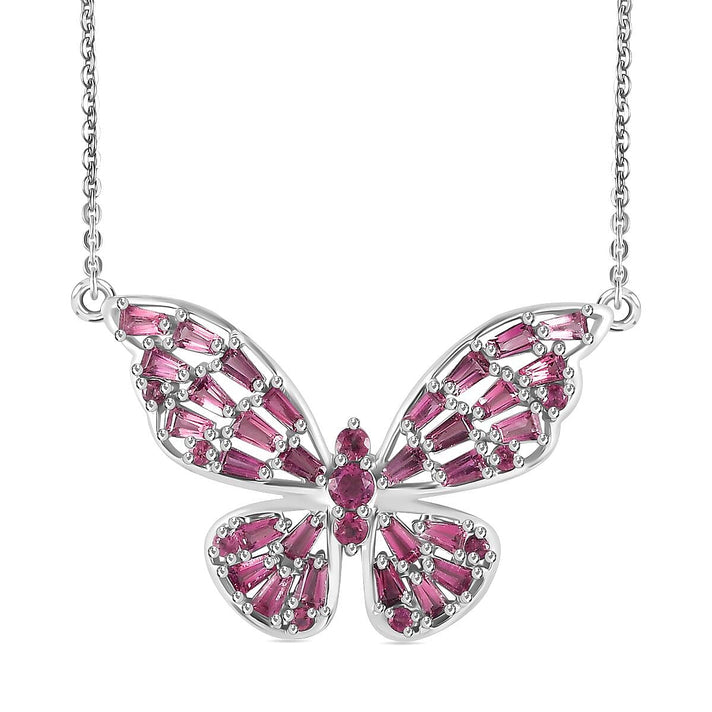 GP Italian Garden Collection - Rhodolite Garnet Necklace (Size - 20) in Rhodium Overlay Sterling Silver 2.73 Ct 7808041 1