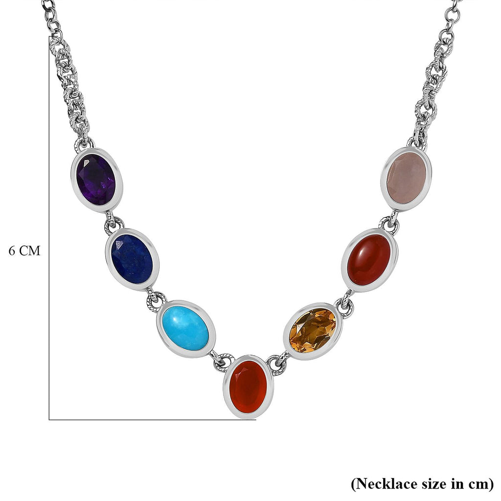 Biggest Deal- Multi GemstoneNecklace (Size - 20) in Rhodium Sterling Silver 8.50Ct ct,  Silver Wt. 11 Gram_7808083_5