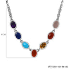 Biggest Deal- Multi GemstoneNecklace (Size - 20) in Rhodium Sterling Silver 8.50Ct ct,  Silver Wt. 11 Gram_7808083_5