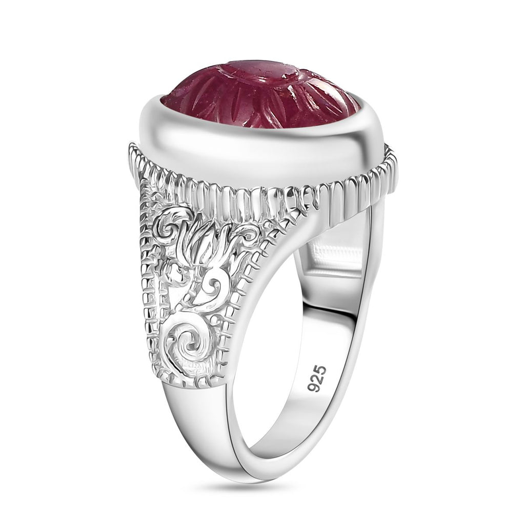 Royal Bali Collection - African Ruby Solitaire Ring in Rhodium Overlay Sterling Silver 8.00 Ct_7808296_3