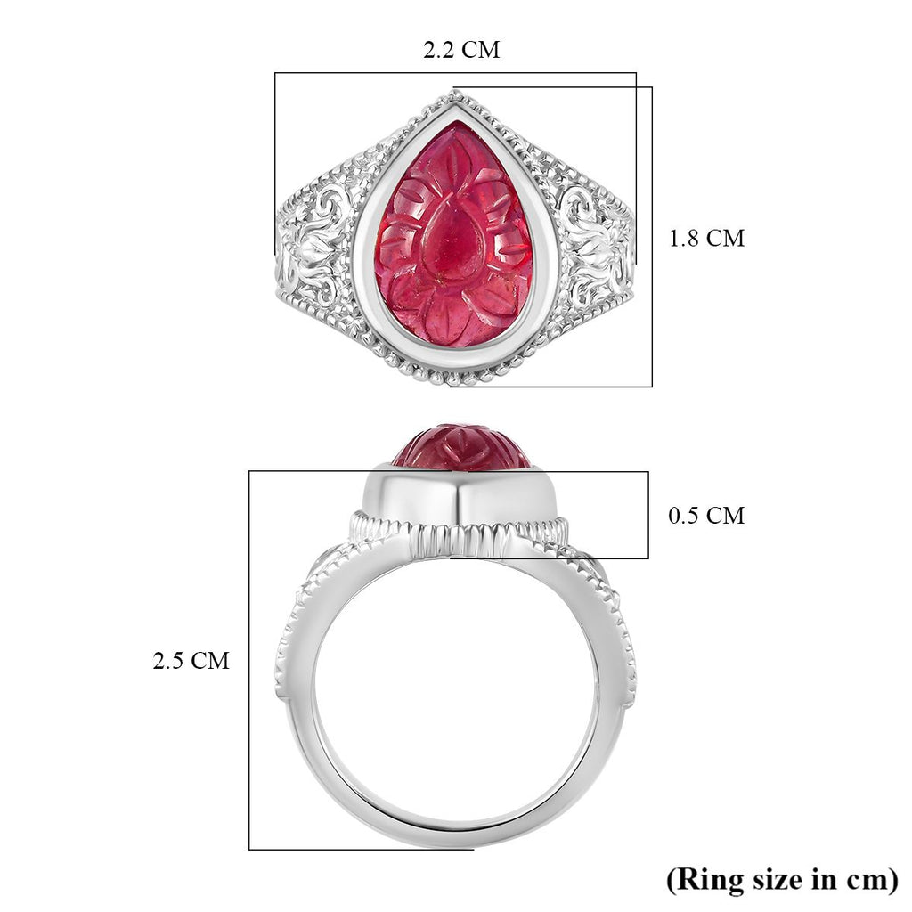 Royal Bali Collection - African Ruby Solitaire Ring in Rhodium Overlay Sterling Silver 8.00 Ct_7808296_5