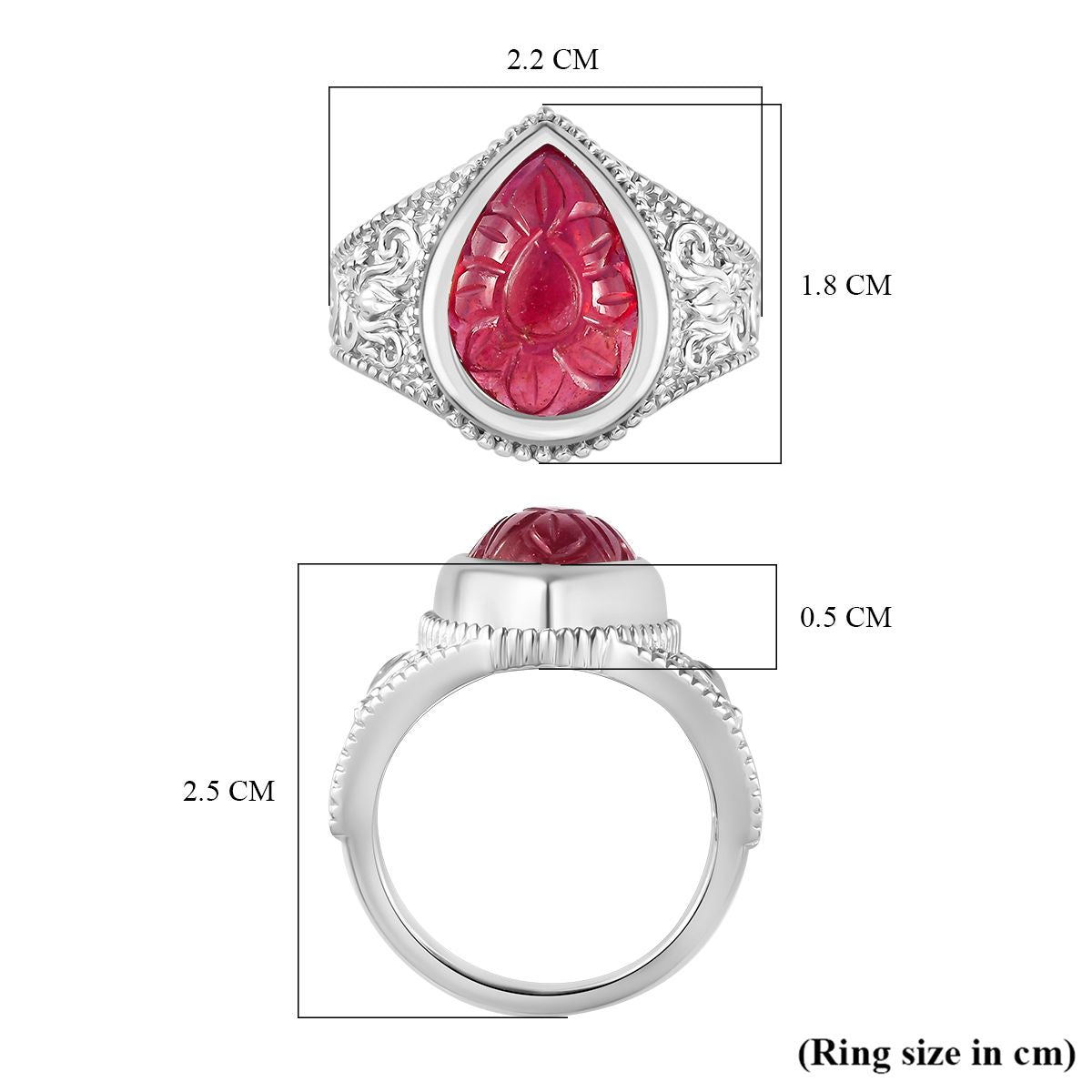 Fissure Filled Ruby Solitaire Ring in Rhodium Plated Sterling Silver, Silver Wt. 6.3 Gms 8.225 Ct. 7808296 5