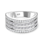 Moissanite 4 Row Half Eternity Band Ring in Rhodium Overlay Sterling Silver 1.60 ct_7808737