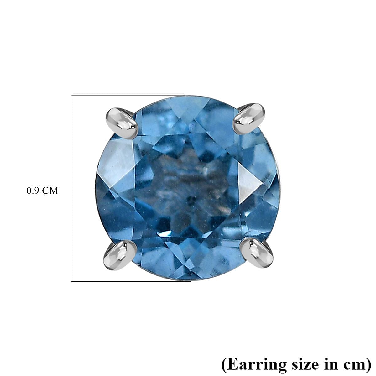 Belgian Teal Fluorite  Solitaire Stud Push Post Earrings in Rhodium Overlay Sterling Silver 5.072 Ct. V32638187 6