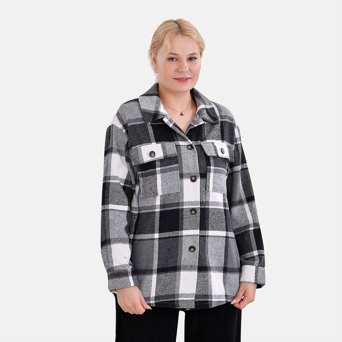 La Marey Check Pattern Long Length Shirt V32515047 4