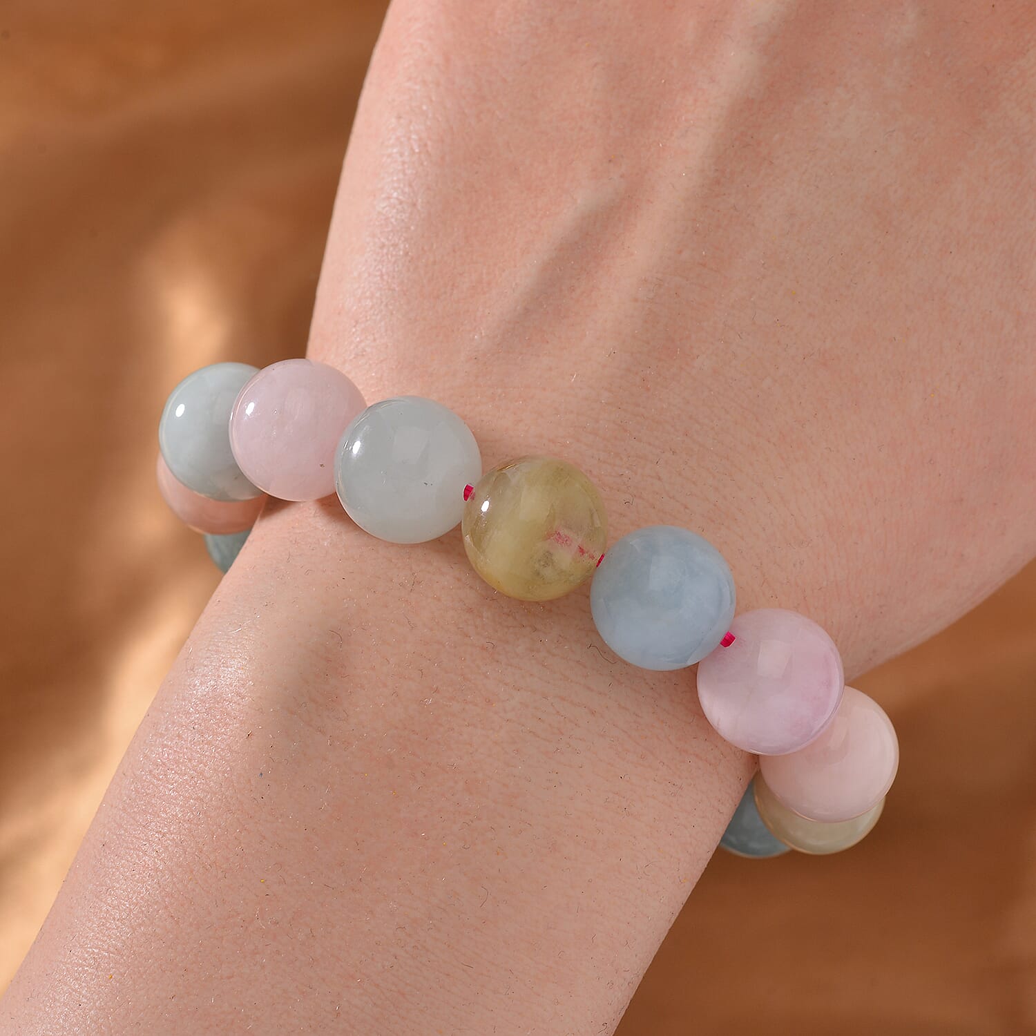 Multi Beryl Stone Stretchable Bead Bracelet 180 ct. 7810162 2