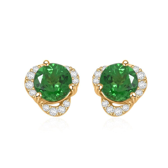 Certified &amp; Appraised LUXORO AAA Tsavorite Garnet Garnet, Diamond Halo Earrings in 14K Yellow Gold 1.29 Ct. 7810265 1