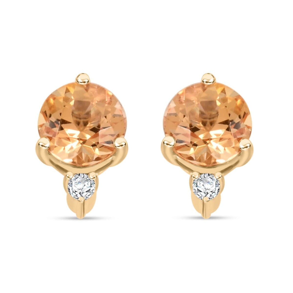 LUXORO 9K Yellow Gold AGI Certified AAA Imperial Topaz & White Diamond Earring 1.20 Ct._7810272
