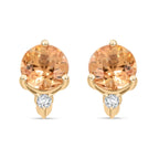 LUXORO 9K Yellow Gold AGI Certified AAA Imperial Topaz & White Diamond Earring 1.20 Ct._7810272