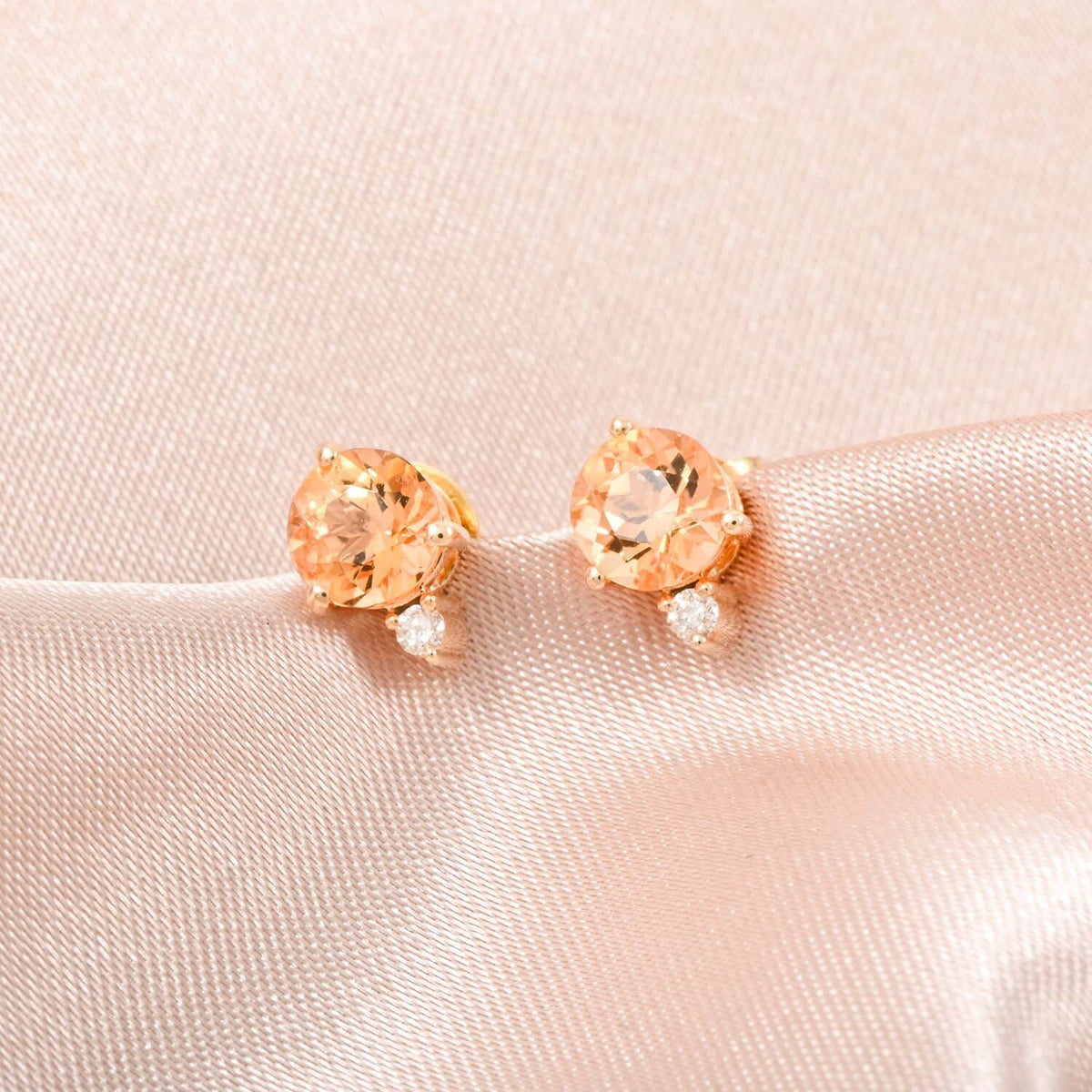Certified and Appraised LUXORO AAA Imperial Topaz, Diamond Stud Earrings in 10K Yellow Gold 1.20 Ct. 7810272 1