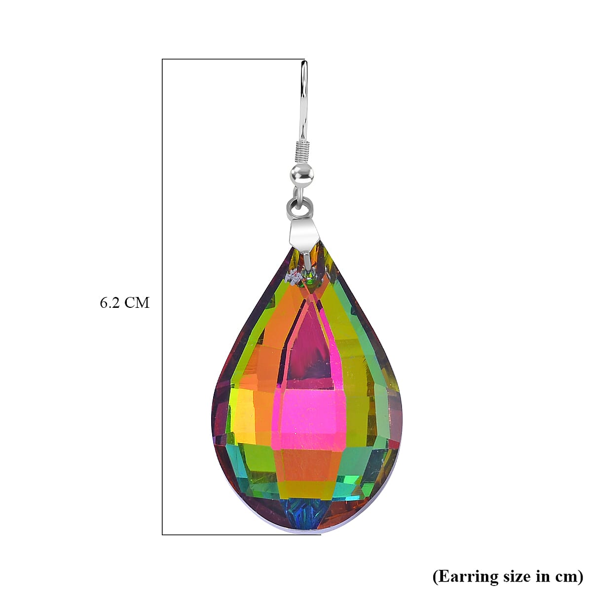White Magic Colour Crystal Tear-Drop Earrings in Pure White Stainless Steel V32639470 4