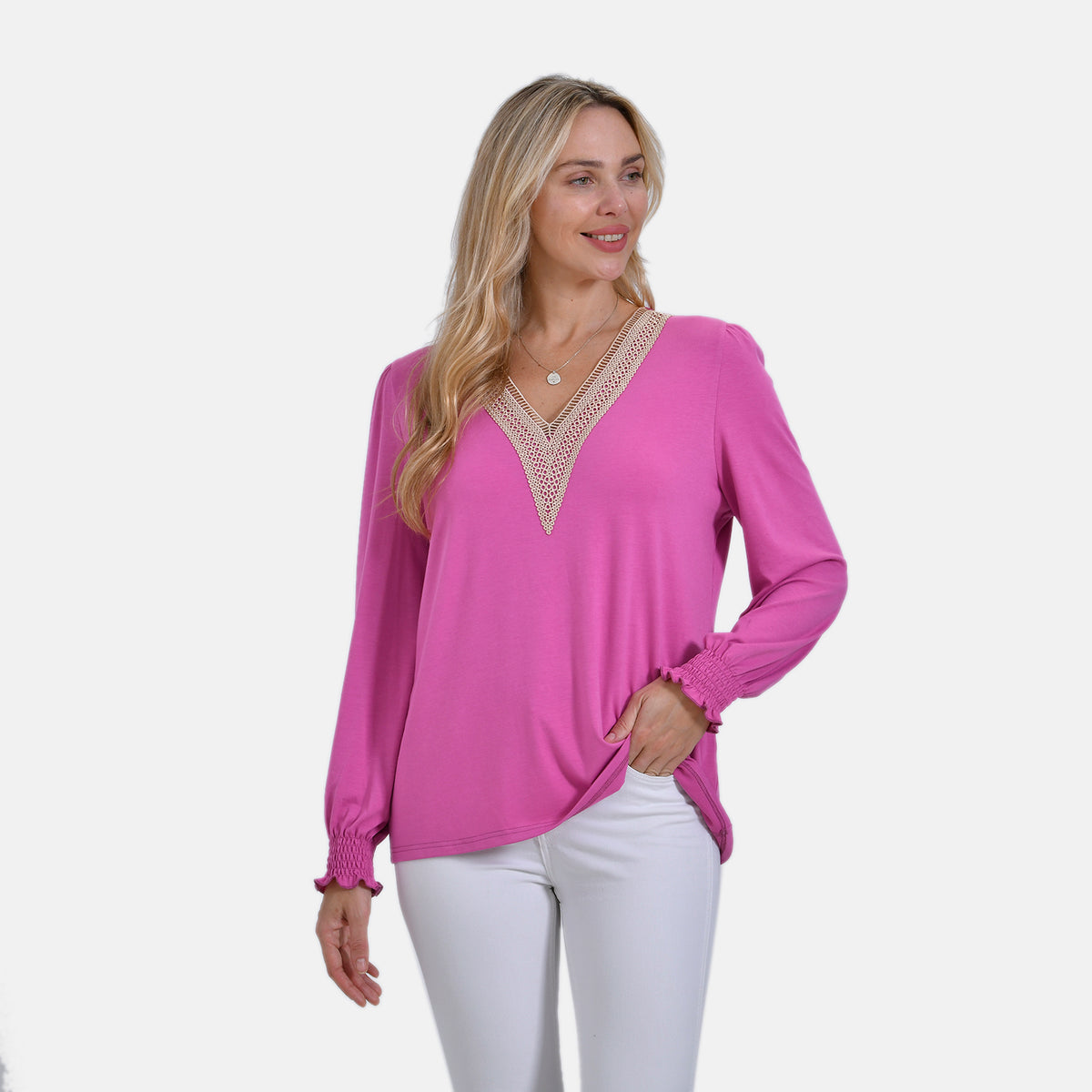 La Marey V-Neck Long Sleeve Jersey Top V32515992 3