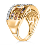 Multi Sapphire & Natural Zircon Ring in 18K Vermeil Yellow Gold Plated Sterling Plated Silver 2.59 Ct_7811732_3