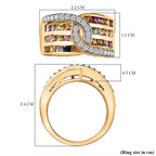 Multi Sapphire & Natural Zircon Ring in 18K Vermeil Yellow Gold Plated Sterling Plated Silver 2.59 Ct_7811732_5