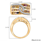 Multi Sapphire & Natural Zircon Ring in 18K Vermeil Yellow Gold Plated Sterling Plated Silver 2.59 Ct_7811733_5