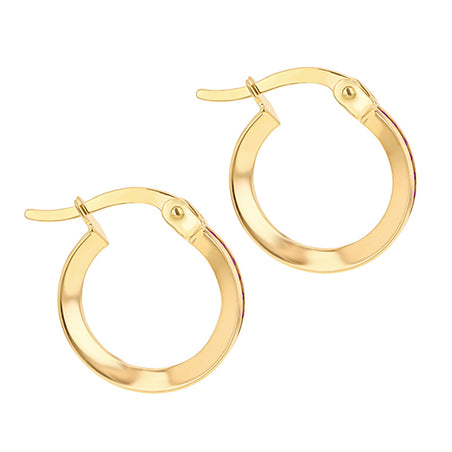 9K Gold Red Cubic Zircon Slim Hoop Earrings 7812701 2