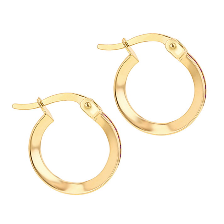 9K Gold Red Cubic Zircon Slim Hoop Earrings 7812701 2