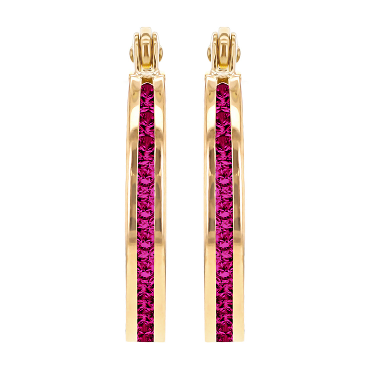 9K Gold Red Cubic Zircon Slim Hoop Earrings 7812701 2