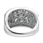 Blue Apatite & White Zircon Cluster Ring in Rhodium Overlay Sterling Silver 3.35 Ct._7813046_4