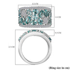 Blue Apatite & White Zircon Cluster Ring in Rhodium Overlay Sterling Silver 3.35 Ct._7813046_5