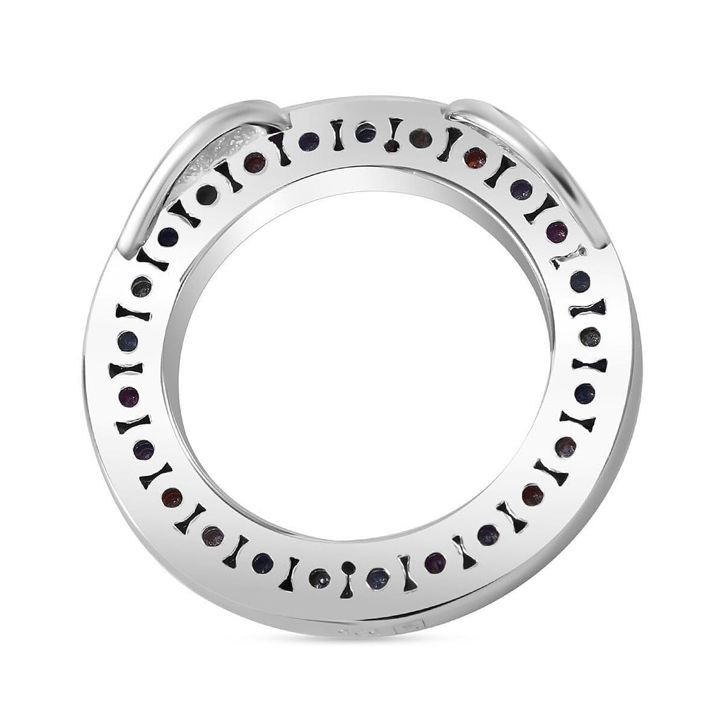 Multi Colour Cubic Zirconia Pendant in Rhodium Overlay Sterling Silver 1.71 Ct.
