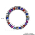 Multi Colour Cubic Zirconia Pendant in Rhodium Overlay Sterling Silver 1.71 Ct.
