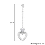 NY Close Out-  Cubic Zirconia Heart Dangle Earrings in Rhodium Overlay Sterling Silver