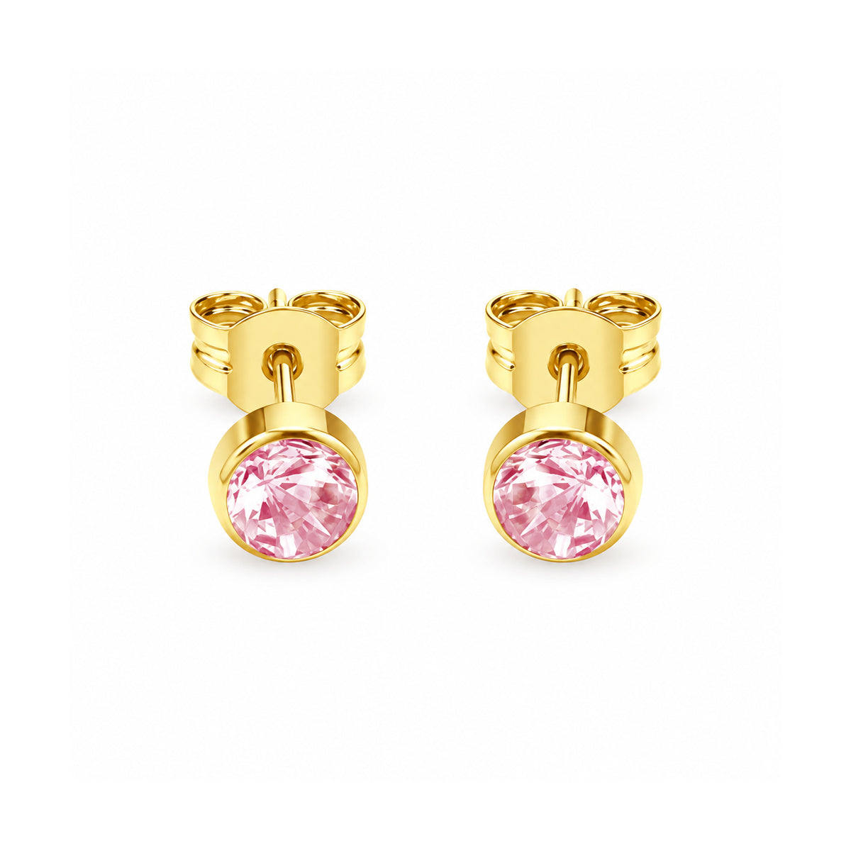 9K Gold Round Pink Cubic Zircon Stud Earrings 7813644 0