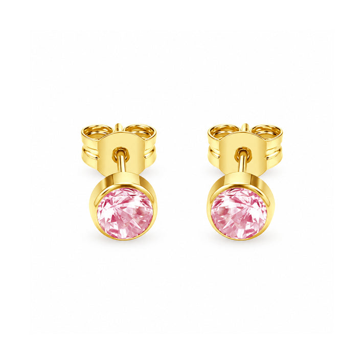 9K Gold Round Pink Cubic Zircon Stud Earrings 7813644 1