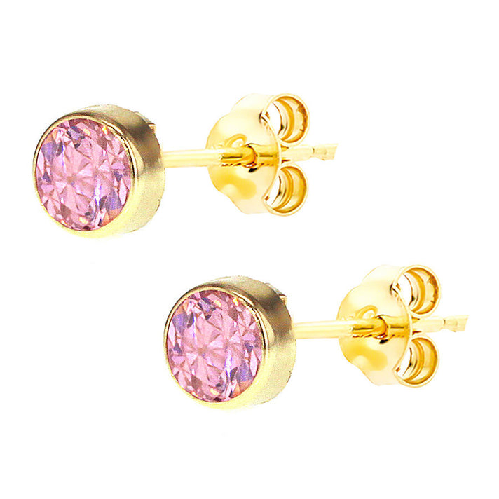 9K Gold Round Pink Cubic Zircon Stud Earrings 7813697 2
