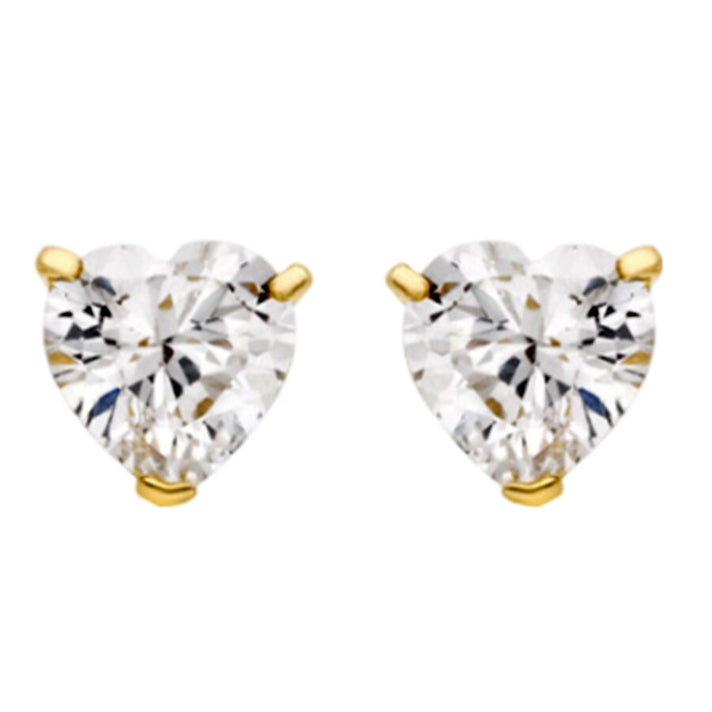 9K Gold Heart Cubic Zircon Stud Earrings 7814045 1