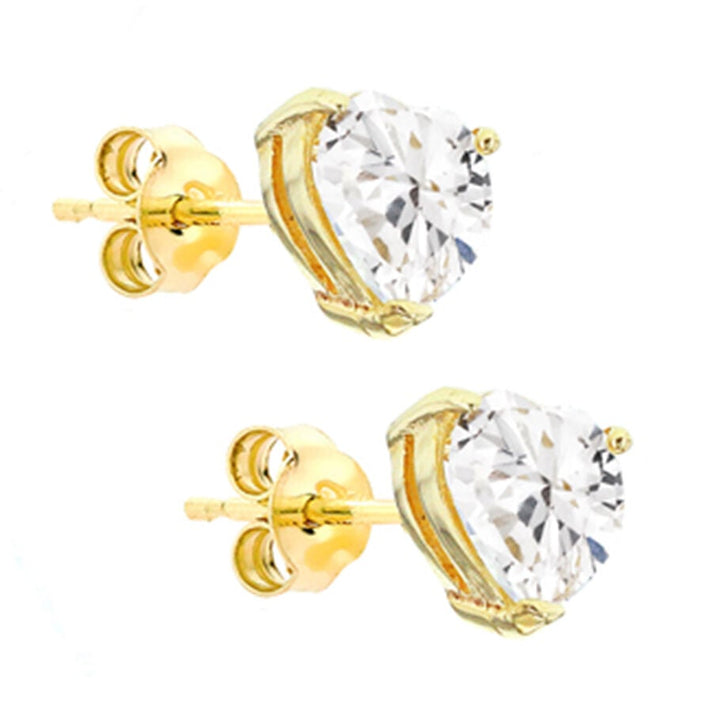 9K Gold Heart Cubic Zircon Stud Earrings 7814045 2