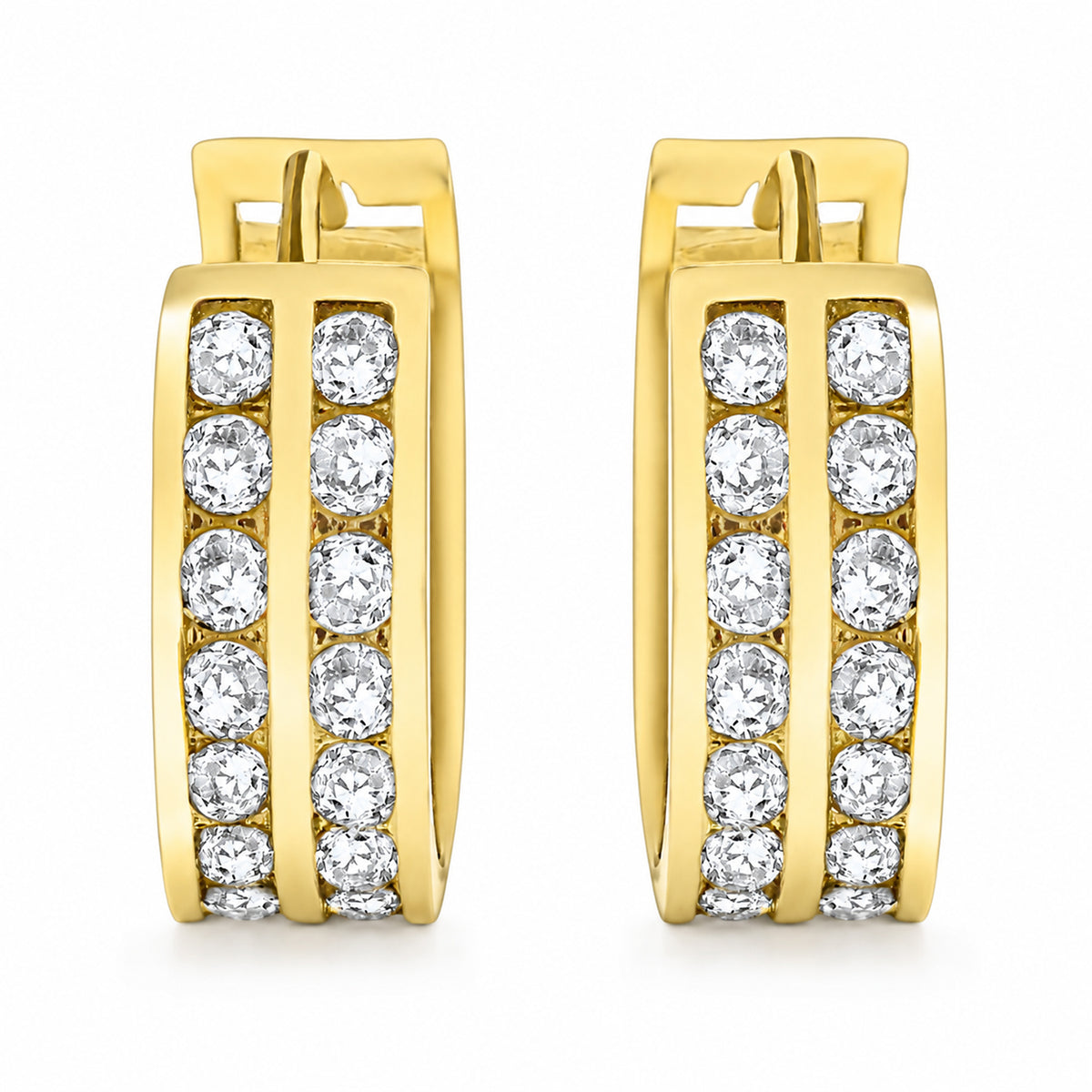 9K Gold 4.7mm 2Row RndCubic Zircon Huggy Earrings 7814055 3