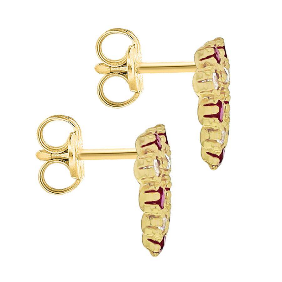 9K Gold Red and White Cubic Zircon Heart Earrings 7814134 2