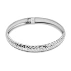 JCK Vegas Closeout - Diamond Cut Bangle in Sterling Silver (Size 7.5)