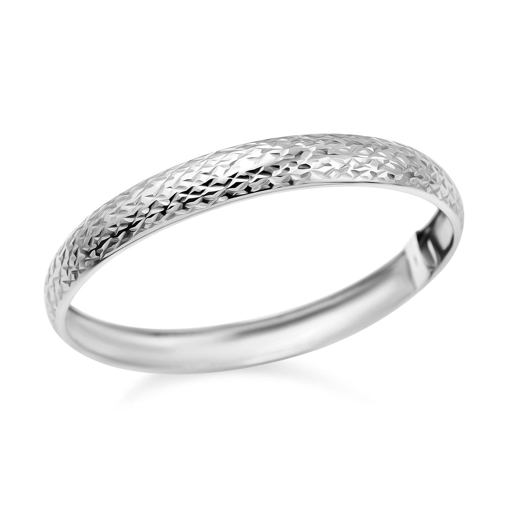 JCK Vegas Closeout - Diamond Cut Bangle in Sterling Silver (Size 7.5)