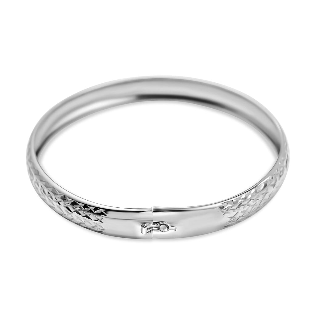 JCK Vegas Closeout - Diamond Cut Bangle in Sterling Silver (Size 7.5)