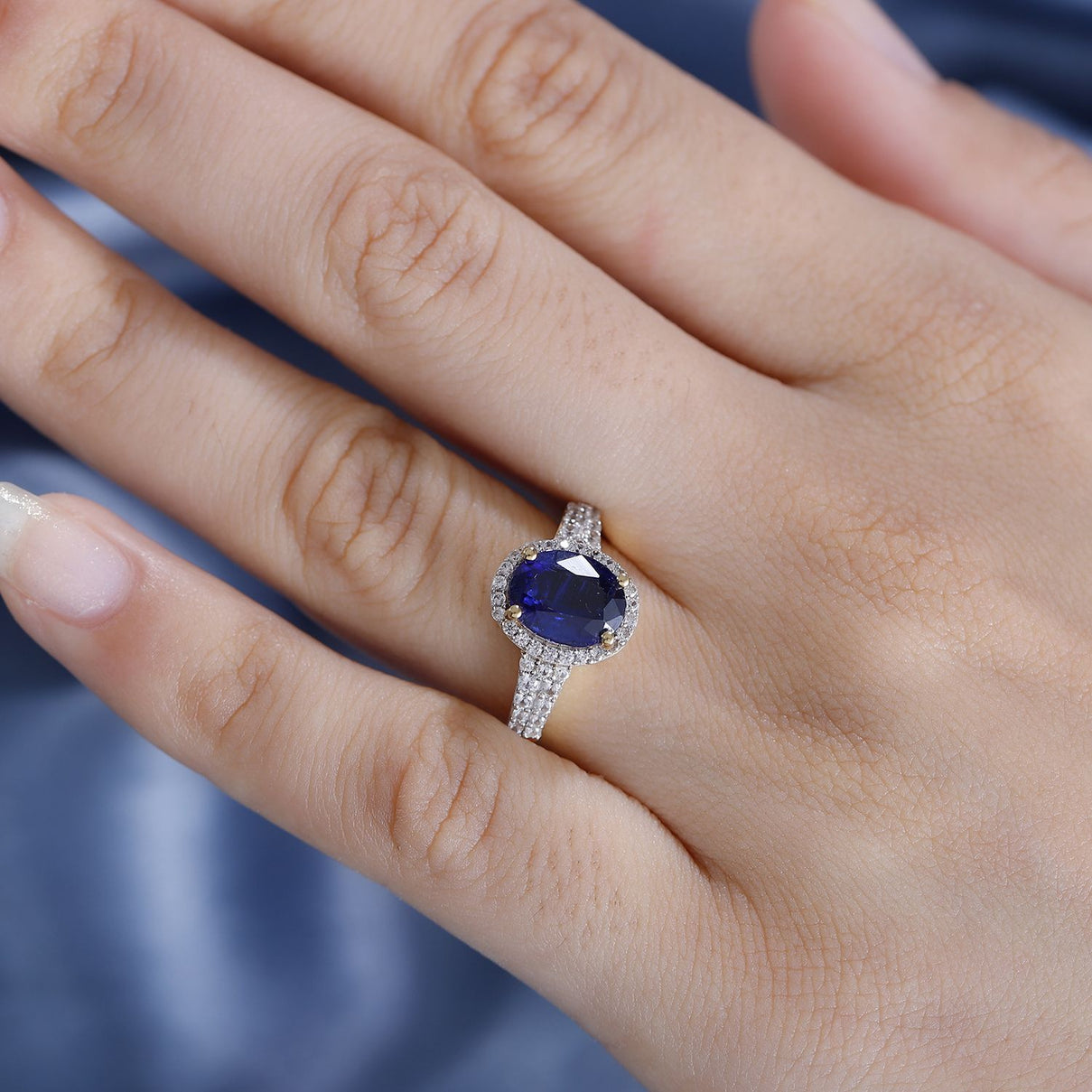 D'Joy Kyanite, White Zircon Halo Ring in 18K Vermeil Yellow Gold Plated Sterling Silver 3.08 Ct. 7814862 3