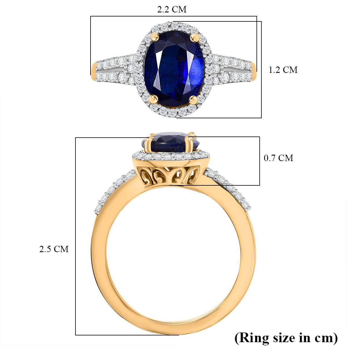 D'Joy Kyanite, White Zircon Halo Ring in 18K Vermeil Yellow Gold Plated Sterling Silver 3.08 Ct. 7814862 6