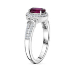 Natural Ember Garnet, Natural White Zircon Ring in Rhodium Overlay Sterling Silver 1.24 Ct._7815238_3