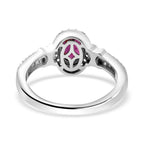 Natural Ember Garnet, Natural White Zircon Ring in Rhodium Overlay Sterling Silver 1.24 Ct._7815238_4