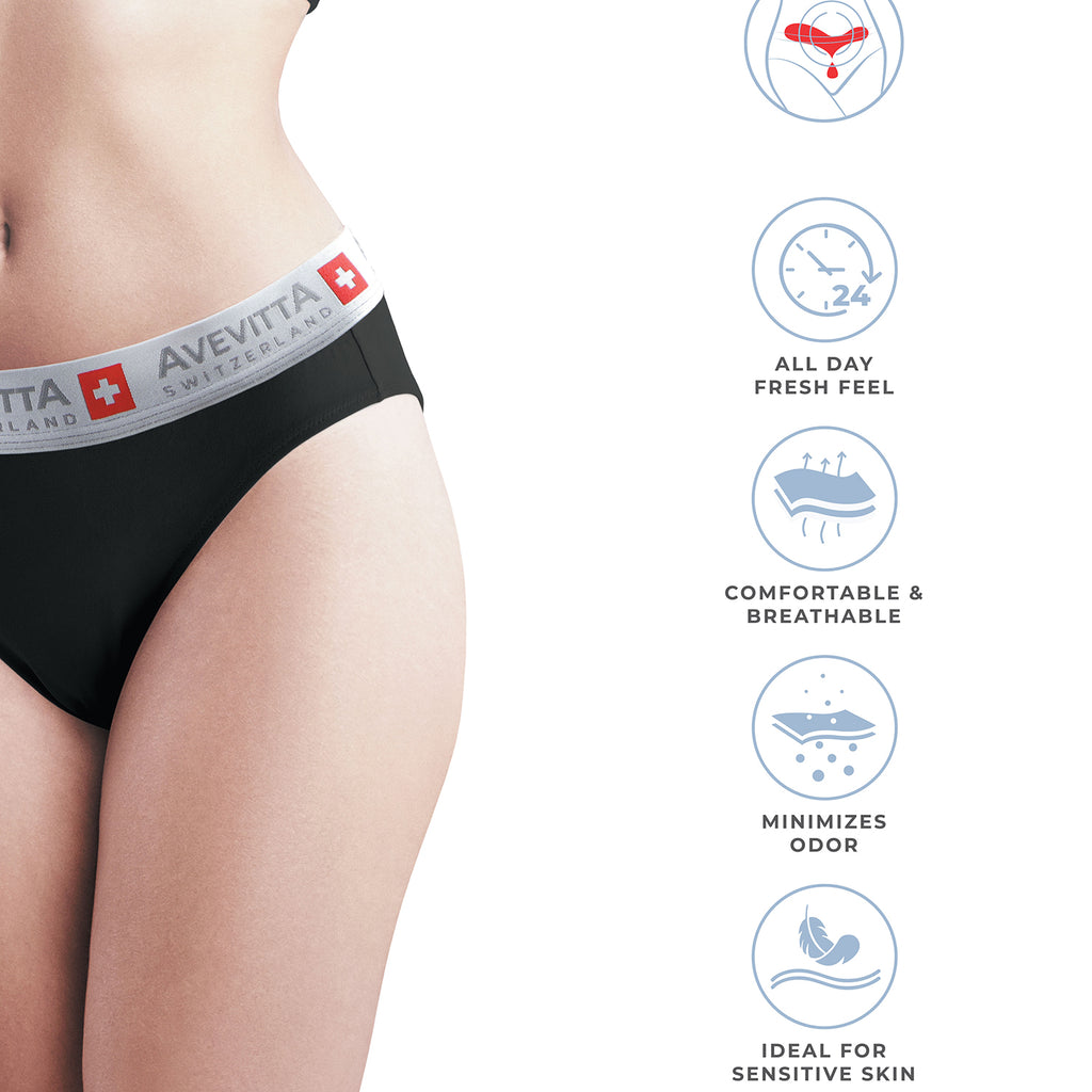 Sankom Avevitta Leakproof, Antibacterial Underwear for Women (Size 10-12) - Black & Grey_7815630_6