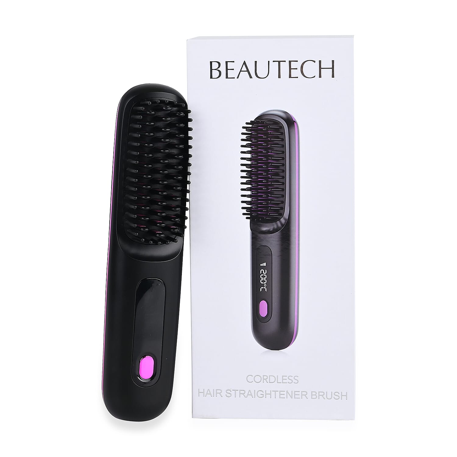 Beautech Portable Wireless LCD Straightener Brush (35W) - Black 7816588 0