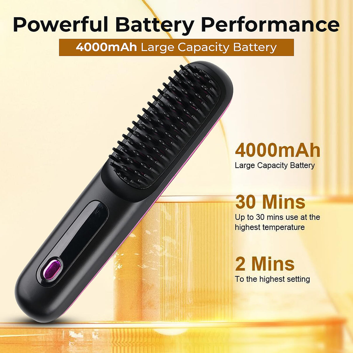 Beautech Portable Wireless LCD Straightener Brush (35W) - Black 7816588 5