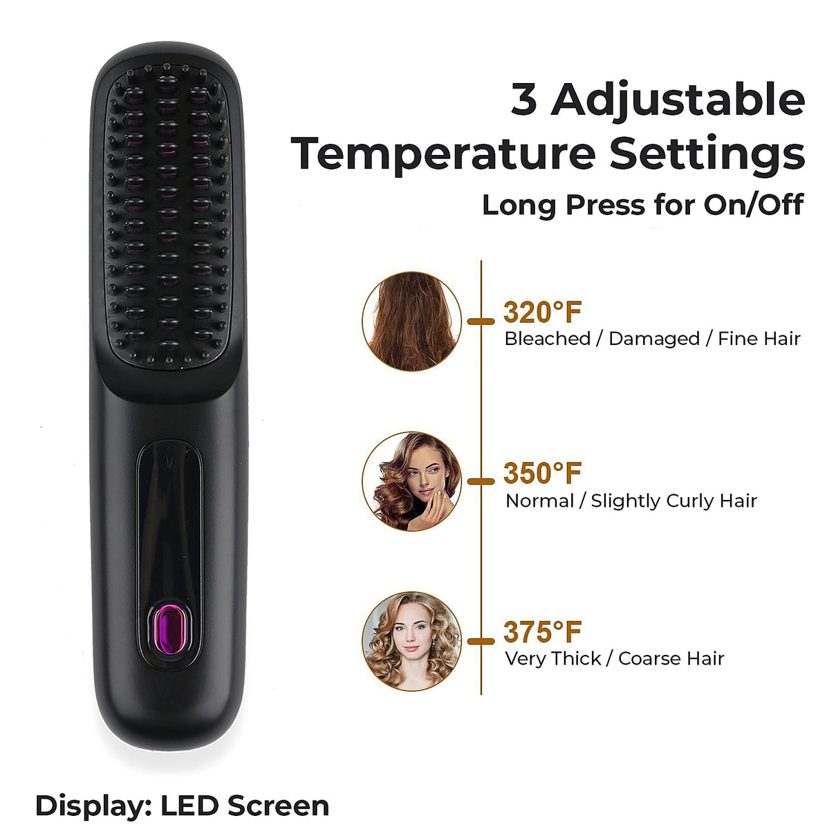 Beautech Portable Wireless LCD Straightener Brush (35W) - Black 7816588 6