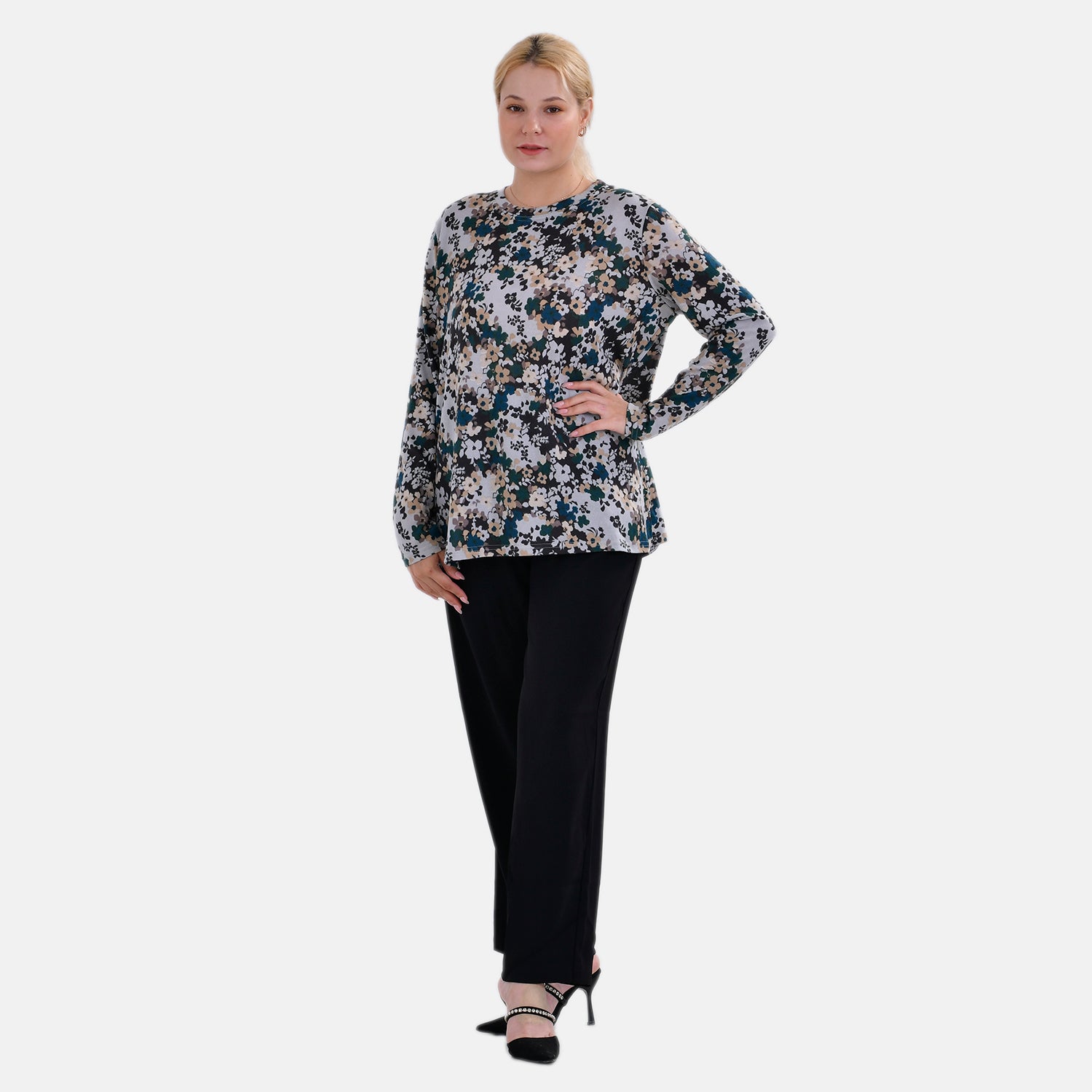 La Marey Floral Pattern Jersey Top 7816663 0