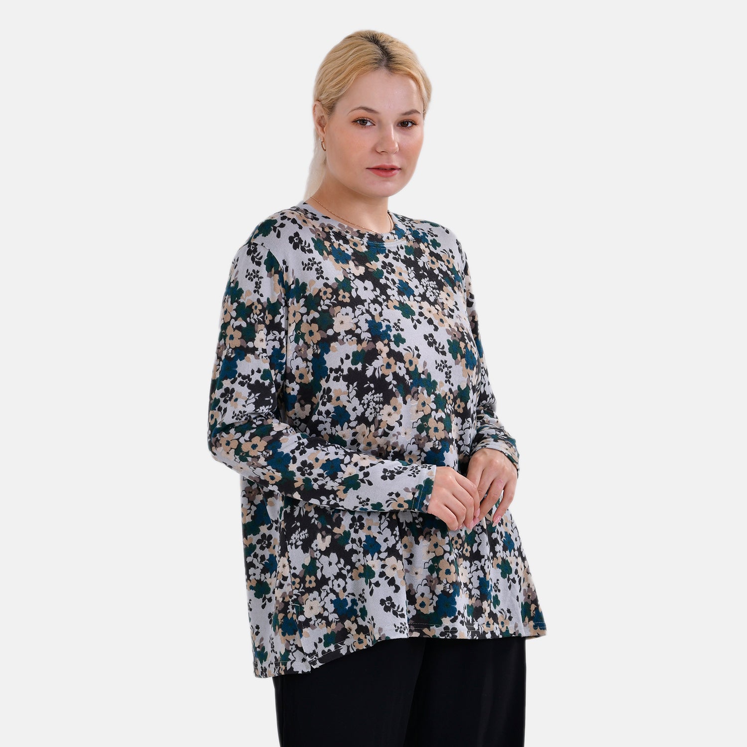 La Marey Floral Pattern Jersey Top 7816663 4