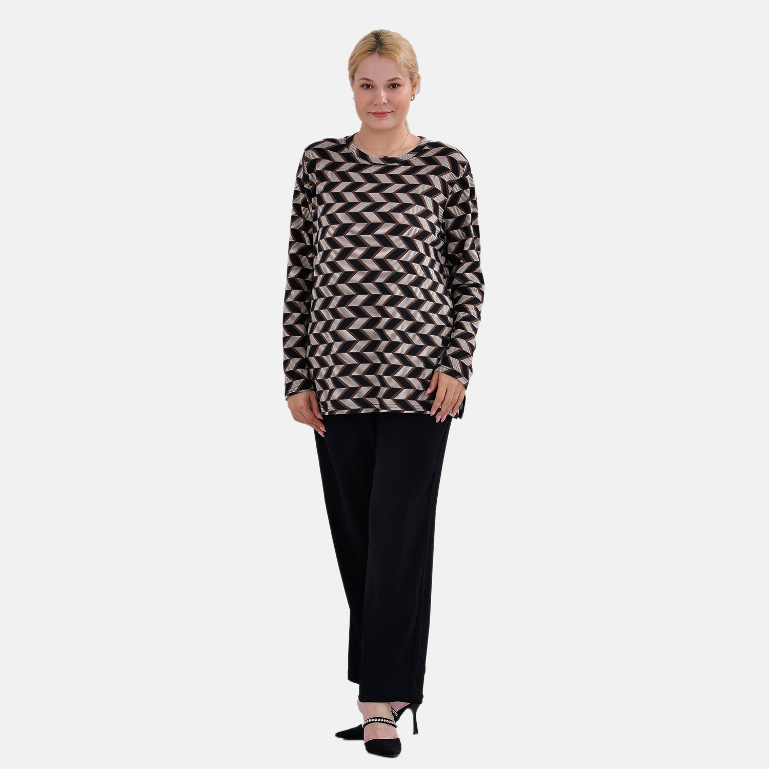 La Marey Full Sleeve Jersey Tops with Printed Stripes 7816670 0
