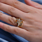 Rainbow Sapphire & Natural Zircon Bypass Ring in 18K Vermeil Yellow Gold Plated Sterling Silver 2.75 Ct_7817789_2